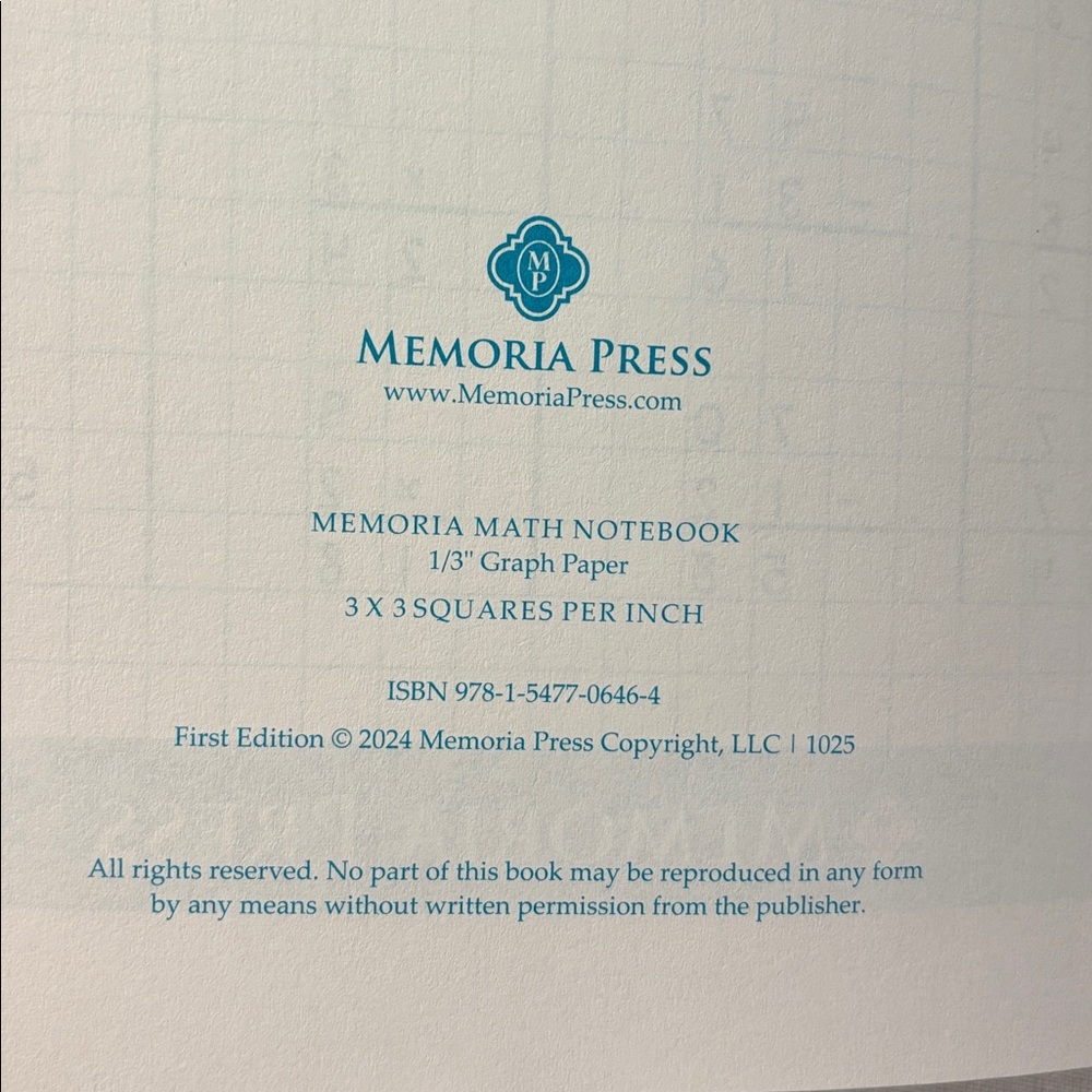 Memoria Math Notebook Graph Paper - Picture 2 of 2